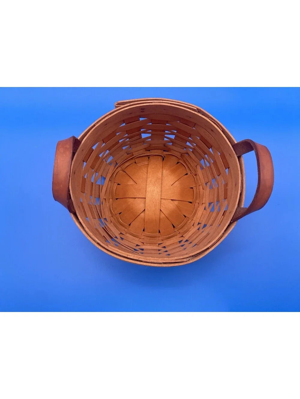 Longaberger Small Handwoven Basket w/ Leather Handles & Liner - 1997 - 7